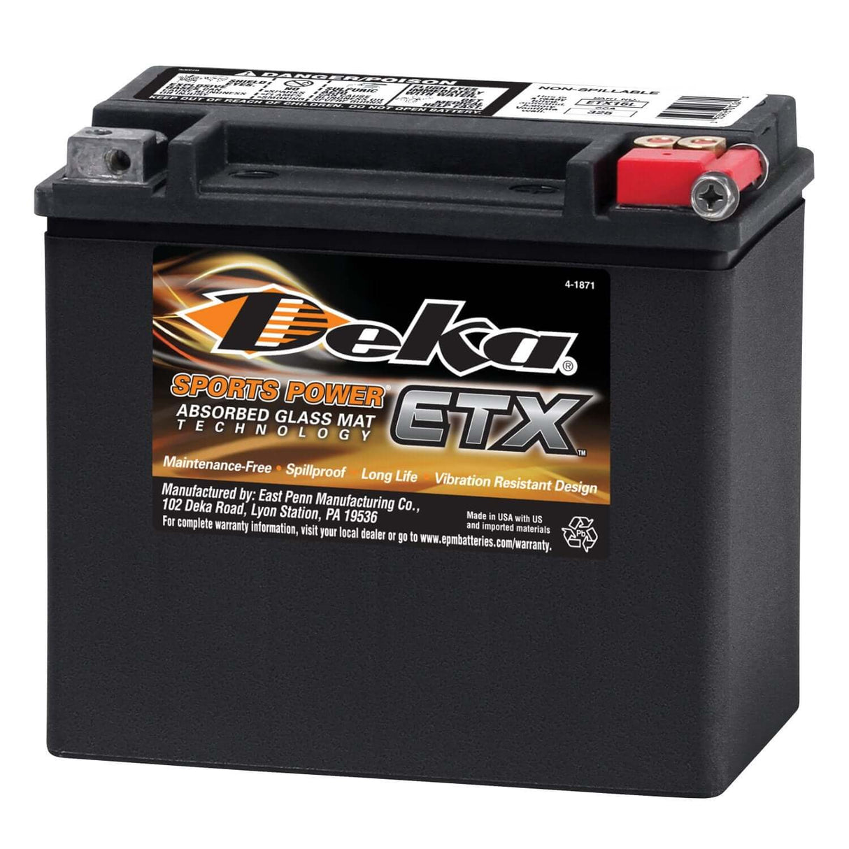 ETX16L East Penn PowerSport Battery ($10 Core Charge)